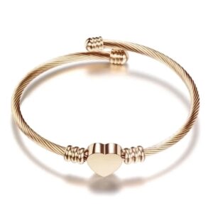 Βραχιόλι Από Ανοξείδωτο Ατσάλι Με Καρδιά Σε Χρώμα Ροζ-Χρυσό
