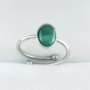 Ρυθμιζόμενο Ανοιχτό Δαχτυλίδι Από Ανοξείδωτο Ατσάλι Από Φυσική Ημιπολύτιμη Πέτρα Σε Πολλά Χρώματα