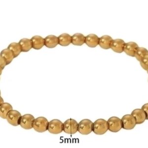 Βραχιόλι Από Ανοξείδωτο Ατσάλι Με Ελαστικό Βραχιόλι Με Χάντρες Σε Χρώμα Χρυσό 5mm